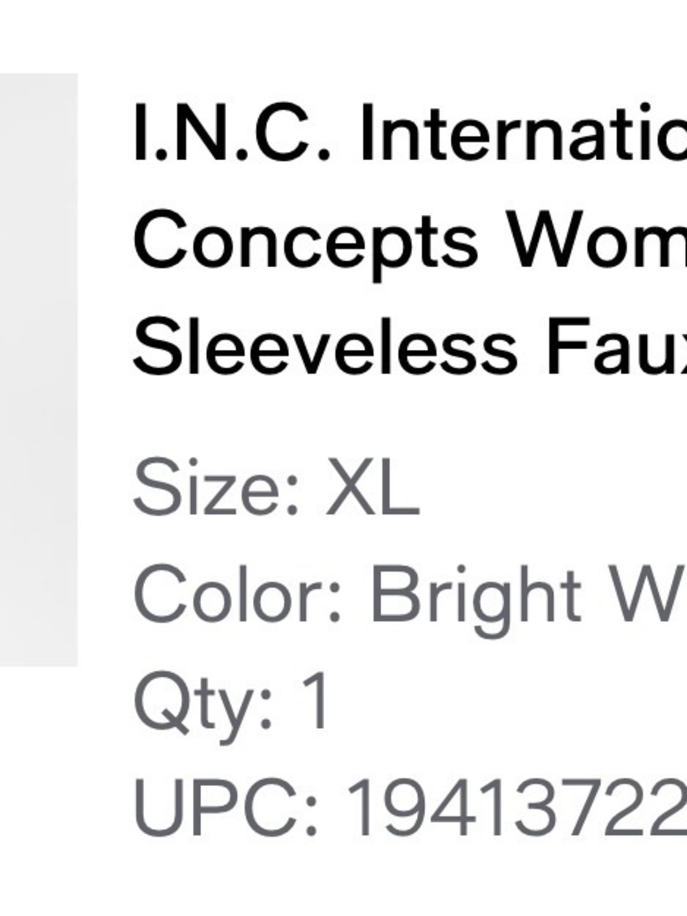 INC International Concepts White Draped Surplice Sleeveless XL NWT - Picture 7 of 11